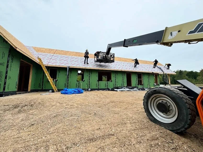 Commercial roof installation on a Northern Michigan business