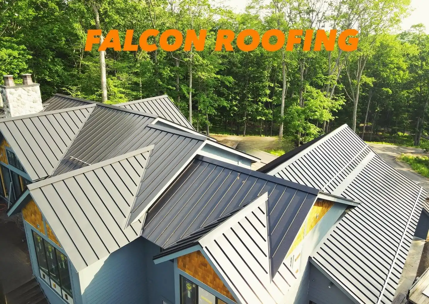 Falcon Roofing completed metal roof installation on a home in Glen Arbor, Michigan